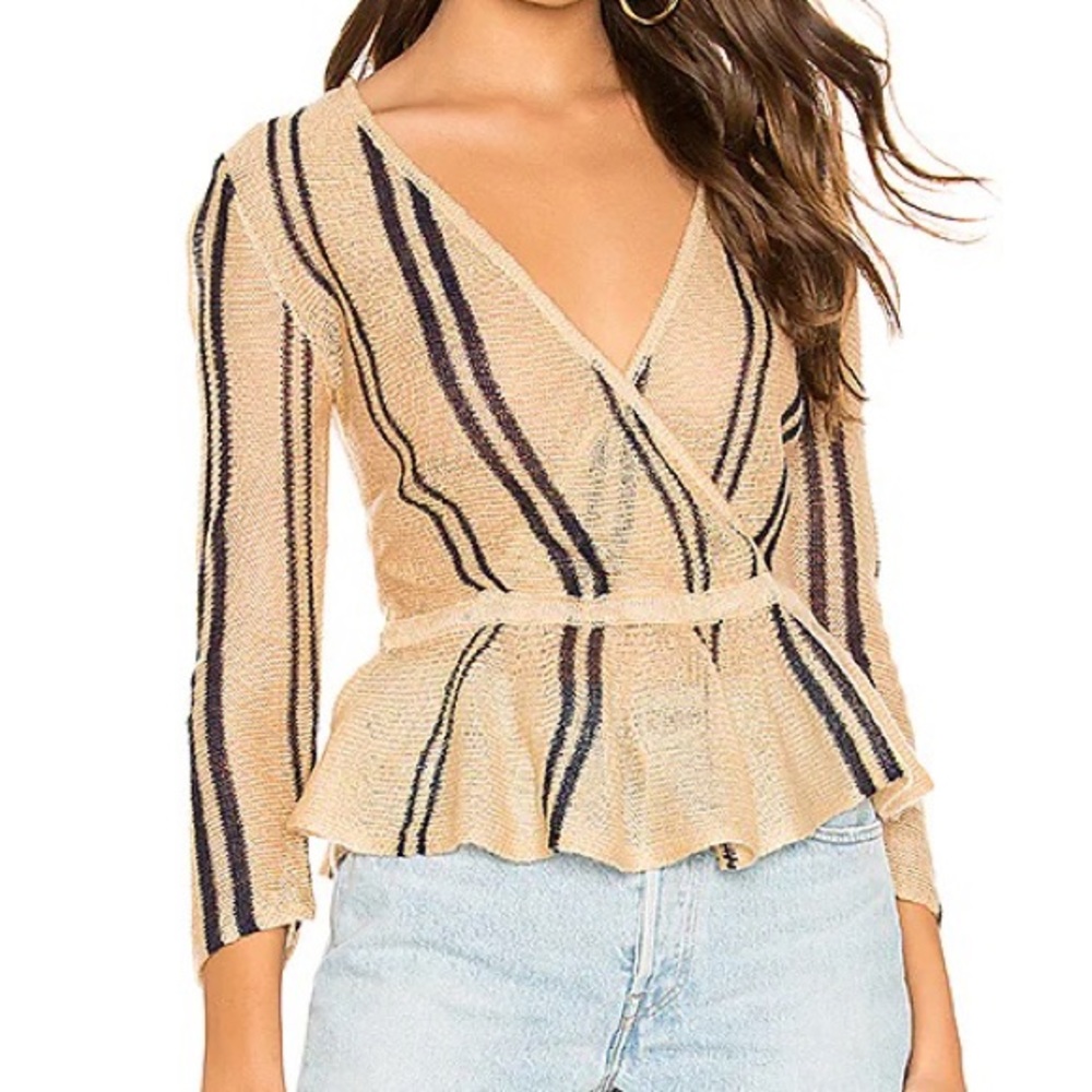 L'Academie Jane Sweater in Nude & Navy